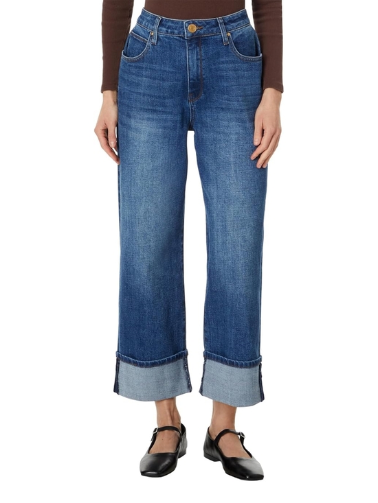 Kut from the Kloth Denim - Kut From the Kloth Sienna Wide Leg High Rise Jeans Womens 12P Cuffed Up Petite